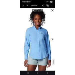 Columbia PFG Tamiami II Womens Size XS Light Blue Long Sleeve Shirt NWT